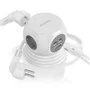 Aisens Regleta de Sobremesa Multifunción ASPS-2A2C04-W con 3 Tomas y 4 USB, Blanco